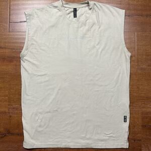 ASRV Tank Top Mens S Gray Oversized Training Gym Workout Sleeveless Run Athletic